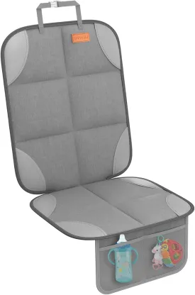 1 Pack Car Seat Protector - 600D Fabric Waterproof Carseat Protector with Thickly Padded & 2 Storage Pockets to Protect Your Car Seats from Child Seats and Pets (Light Grey)