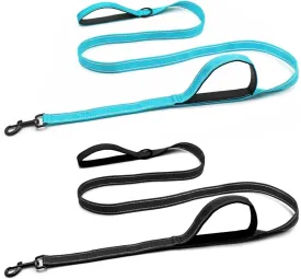2 Pack Heavy Duty Dog Leashes for Large Dogs - Double Layer Reflective Leash with Dual Handle, 360 Swivel Clip & Soft Padded Handle | 6ft Strong Leash for Medium, Large Dogs