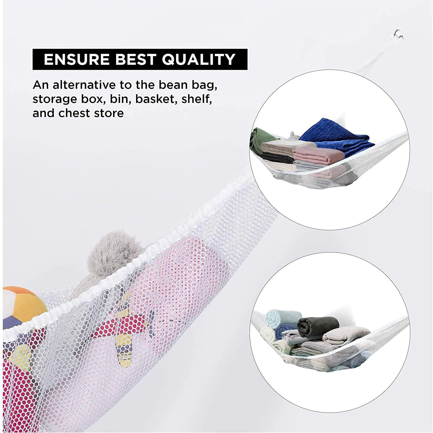 2-Pack: Jumbo Size Toy Stuffed Animal Storage Hammock with Elastic Bands