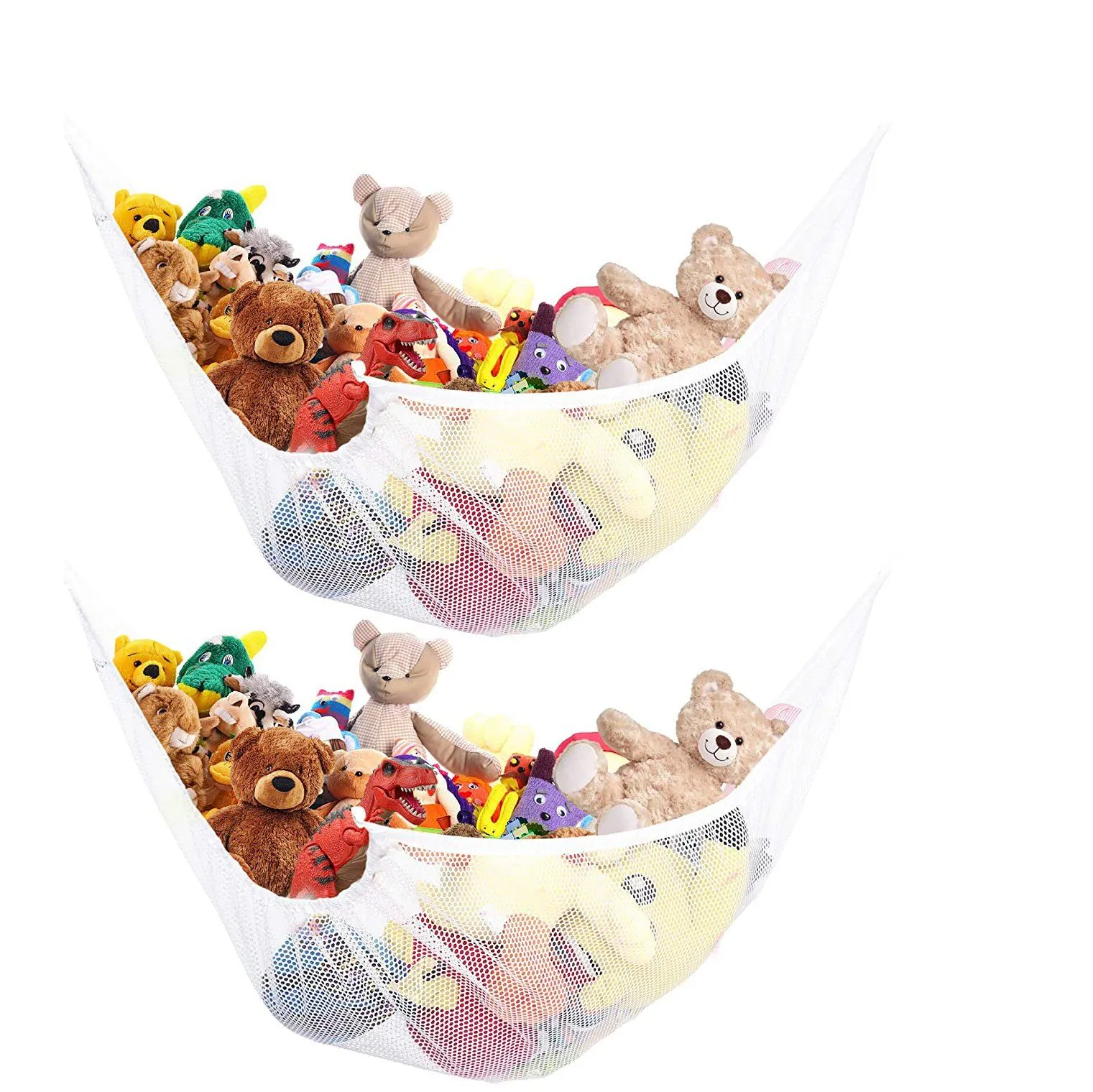 2-Pack: Jumbo Size Toy Stuffed Animal Storage Hammock with Elastic Bands