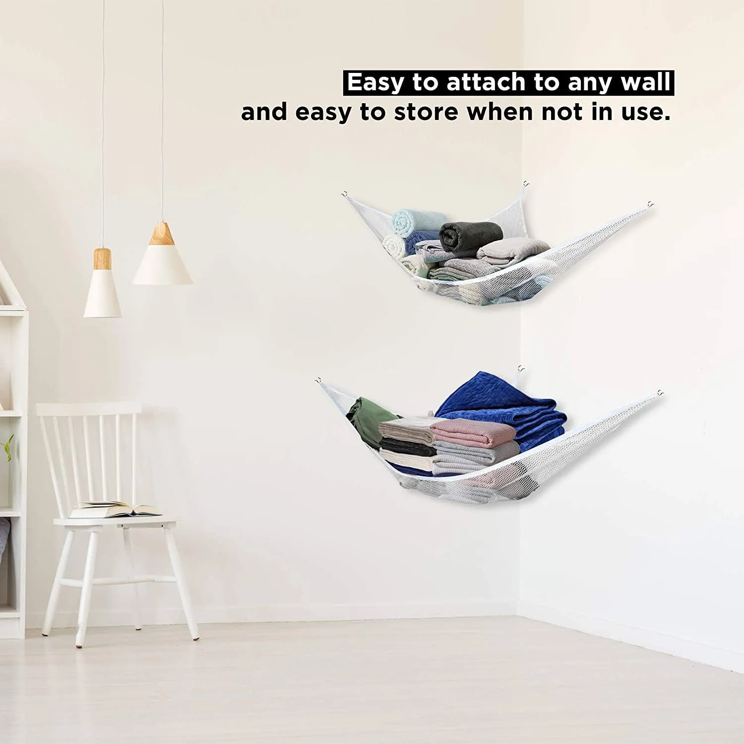 2-Pack: Jumbo Size Toy Stuffed Animal Storage Hammock with Elastic Bands