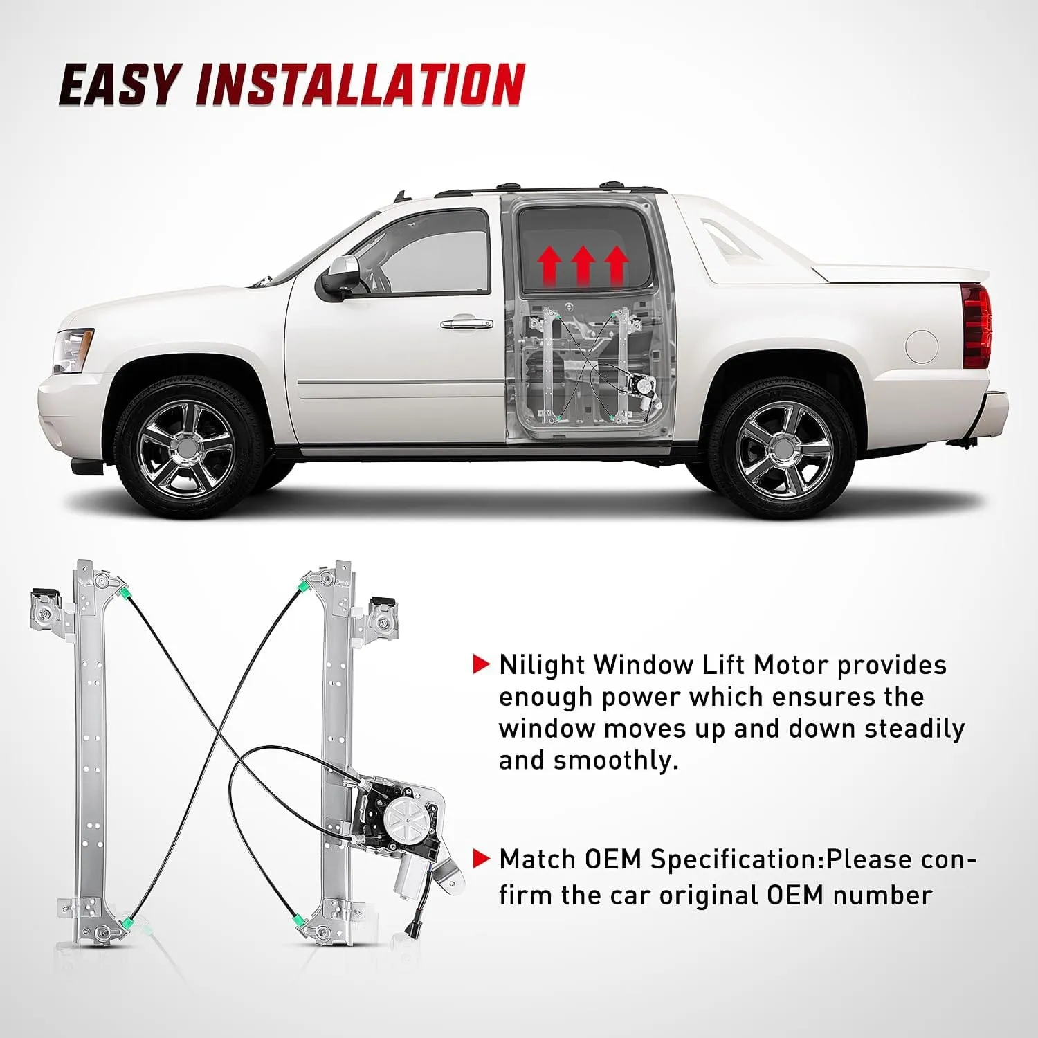 2001-2006 Chevrolet Avalanche Silverado Suburban GMC Sierra Yukon XL 1500 2500 3500 Rear Passenger Side Power Window Regulator
