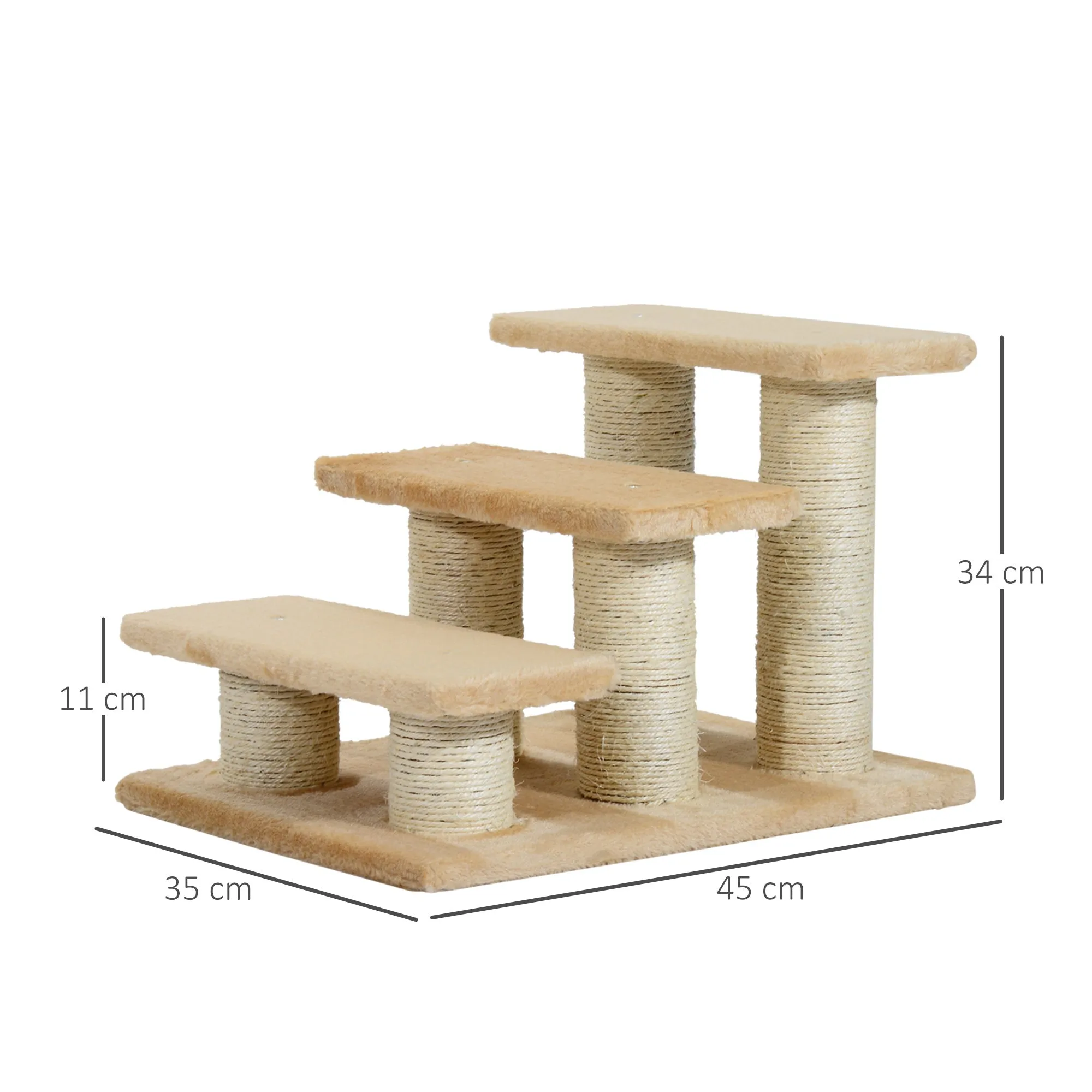 3-Step Pet Steps Pet Climber Ladder with Plush Surface Portable Cat Dog Little Older Animal Easy Climb Stairs Assistance Cream