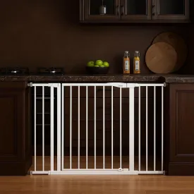 30-49 Extra Wide Baby Gate with 2 Extensions, 30.5" Tall, Pressure Mount for Kitchens, Stairs, and Doorways, Safe Passage for Crawlers, Pets & Seniors