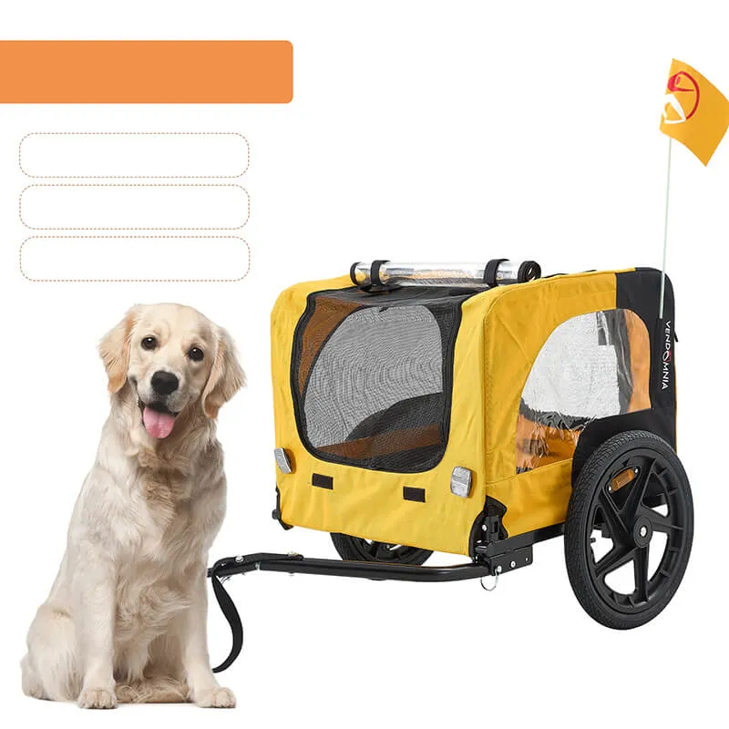 45.7" Outdoor Heavy Duty Foldable Utility Pet Stroller - Yellow Dog Bicycle Trailer