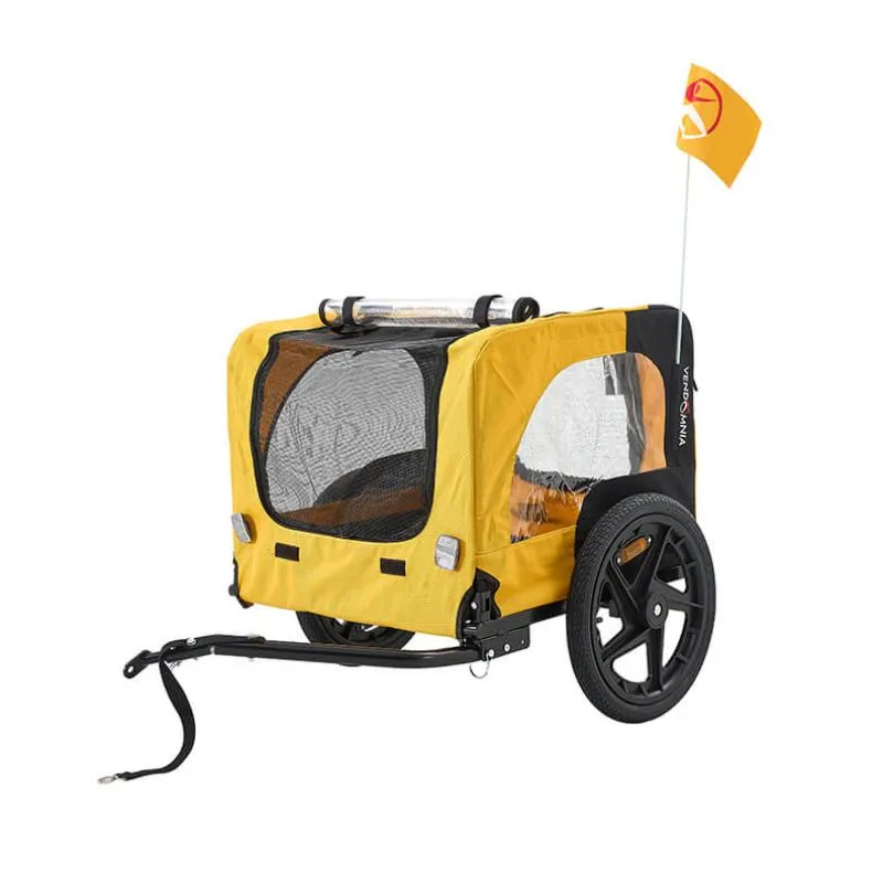 45.7" Outdoor Heavy Duty Foldable Utility Pet Stroller - Yellow Dog Bicycle Trailer