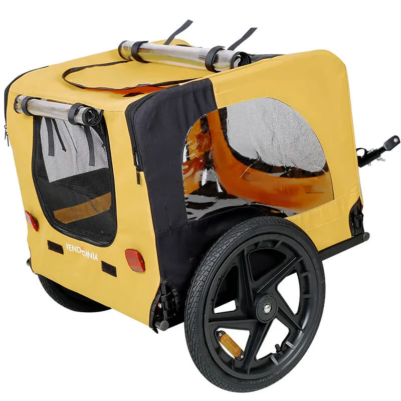 45.7" Outdoor Heavy Duty Foldable Utility Pet Stroller - Yellow Dog Bicycle Trailer