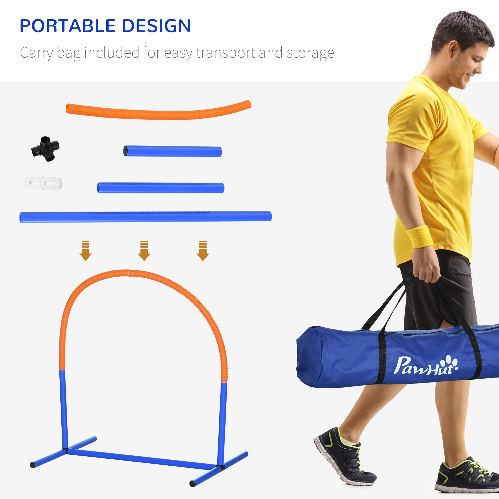 4Piece Portable Dog Agility Equipment Blue