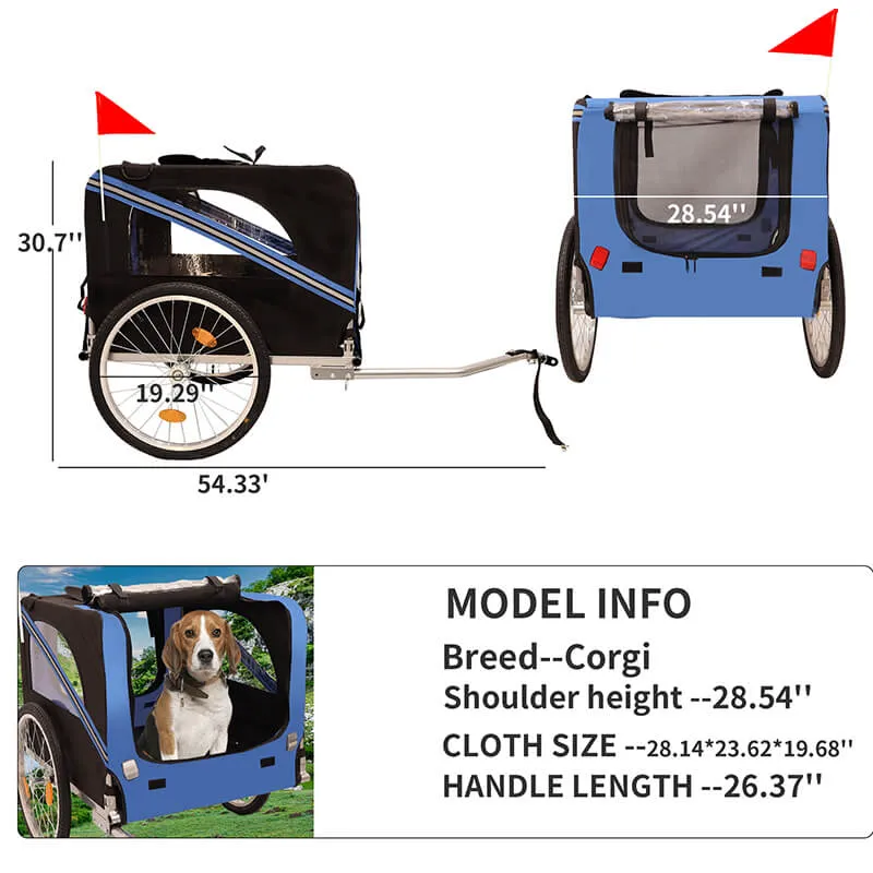 53.9" Outdoor Heavy Duty Foldable Utility Pet Stroller For Dogs