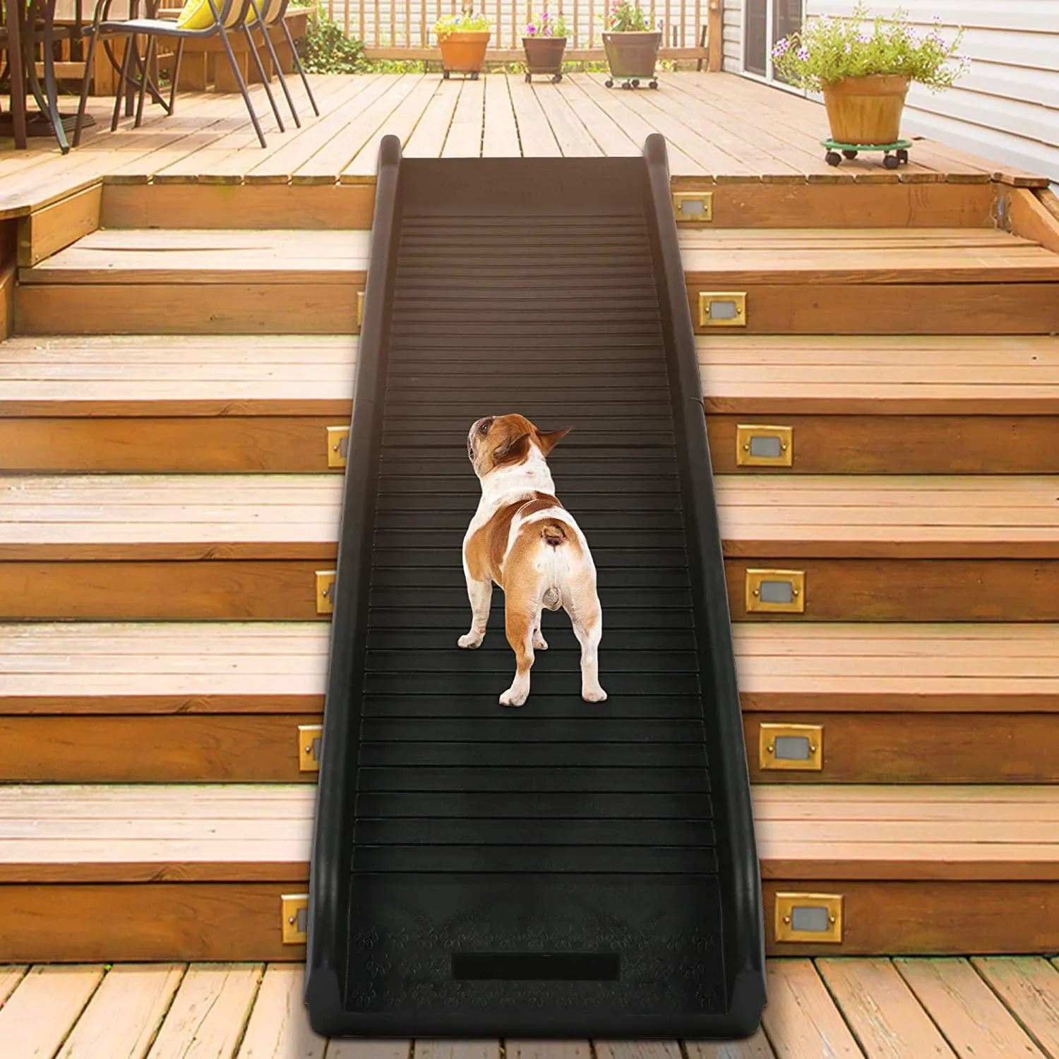 5ft Folding Dog Ramp Portable Anti-Slip Pet Ramp with Wide Steps Raised Side, Black
