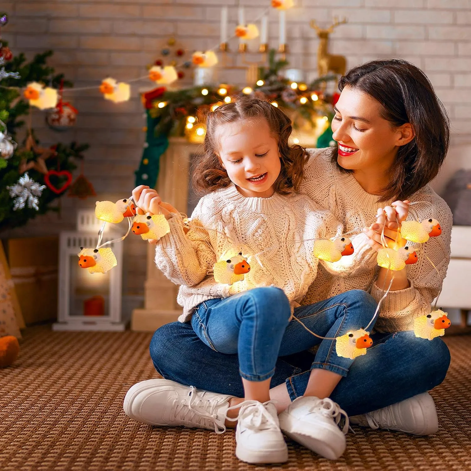 AceList Children's Kids Room Cute Animal Painted Little Sheep 10 LED String Lights for Holiday Lights Wall Window Tree Decorative Lights Party Yard & Garden Kids Bedroom Living-Room Dorm Decor