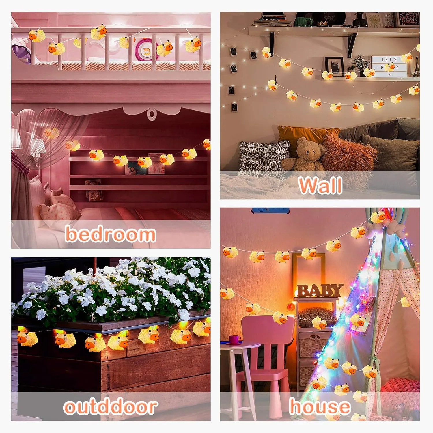 AceList Children's Kids Room Cute Animal Painted Little Sheep 10 LED String Lights for Holiday Lights Wall Window Tree Decorative Lights Party Yard & Garden Kids Bedroom Living-Room Dorm Decor
