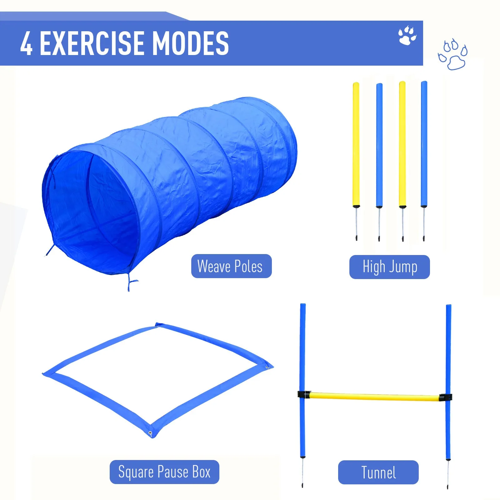 Adjustable Pet Agility Training Set-Blue/Yellow
