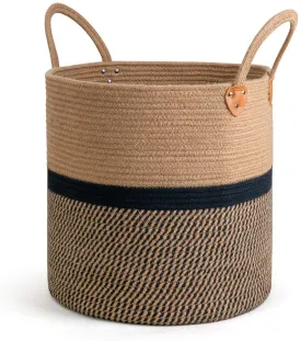 ''''''ALBY'''''ute Cotton Laundry Basket,Handcrafted Storage Bag for Home, Multi-Purpose Storage with Handle for Living Room Bathroom Laundry & Toys (10' X 10' INCH
