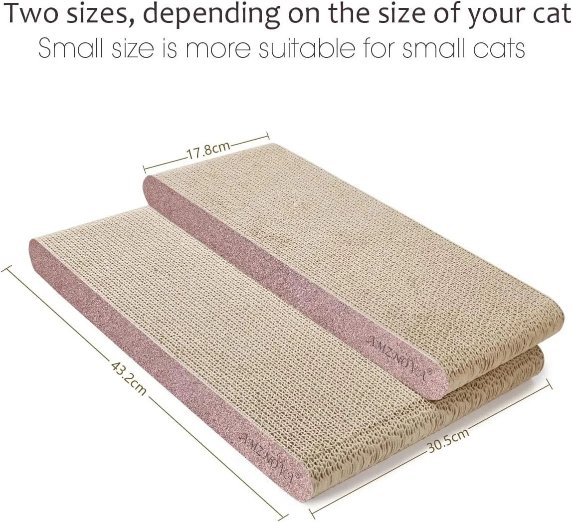 AMZNOVA Cat Scratcher, Scratching Pad, Durable Recyclable Cardboard with Catnip, Narrow, Glitter Rose Gold