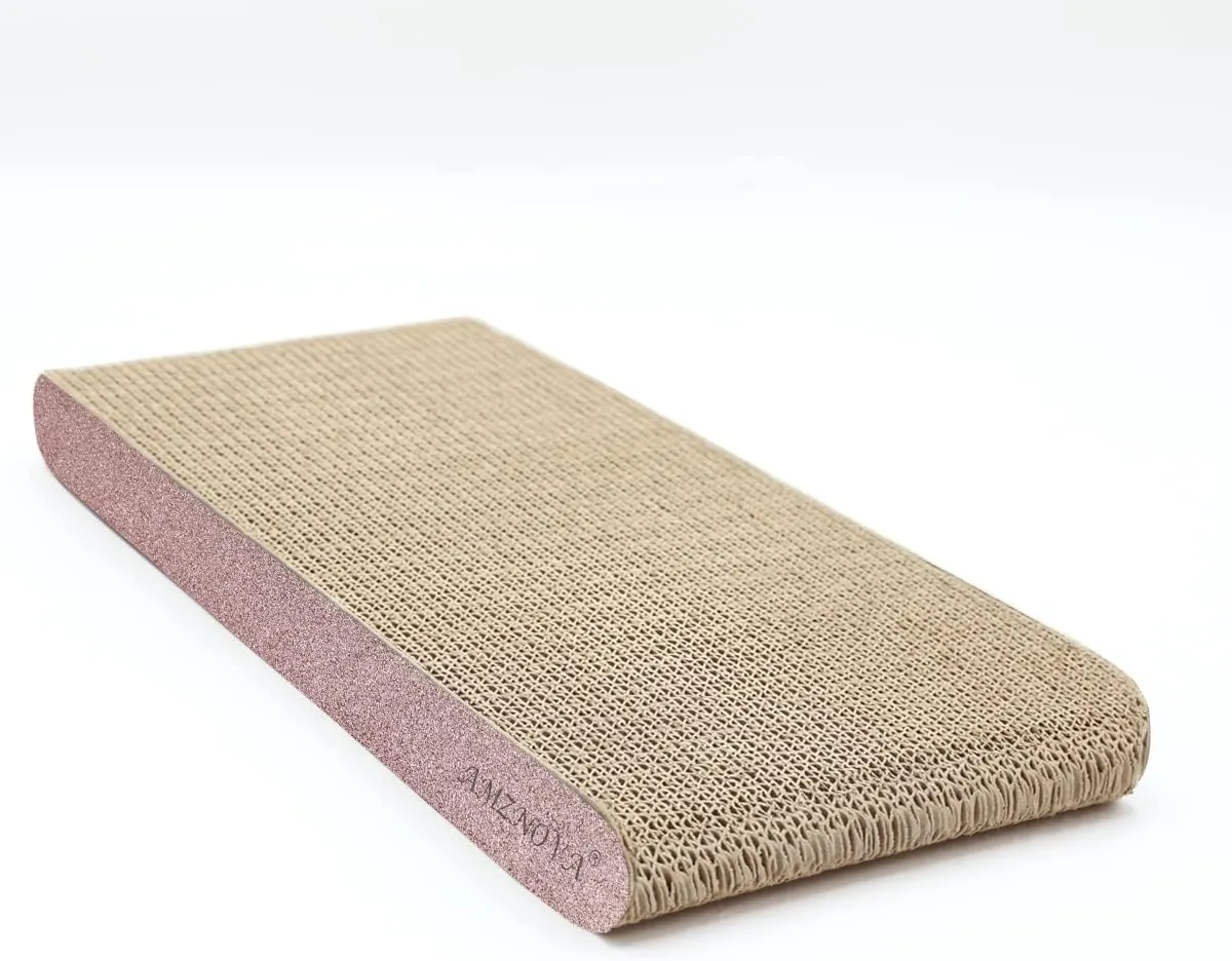 AMZNOVA Cat Scratcher, Scratching Pad, Durable Recyclable Cardboard with Catnip, Narrow, Glitter Rose Gold