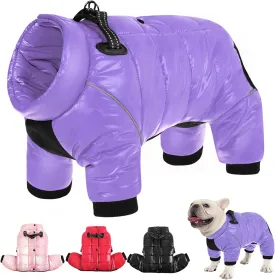 AOFITEE Dog Coat, Waterproof Dog Jacket for Winter, Warm Fullbody Dog Snowsuit, Zip Up Fleece Dog Vest, Cold Weather Dog Coats with Reflective Stripes, Outdoor Windproof Dog Apparel for Small Dogs, S