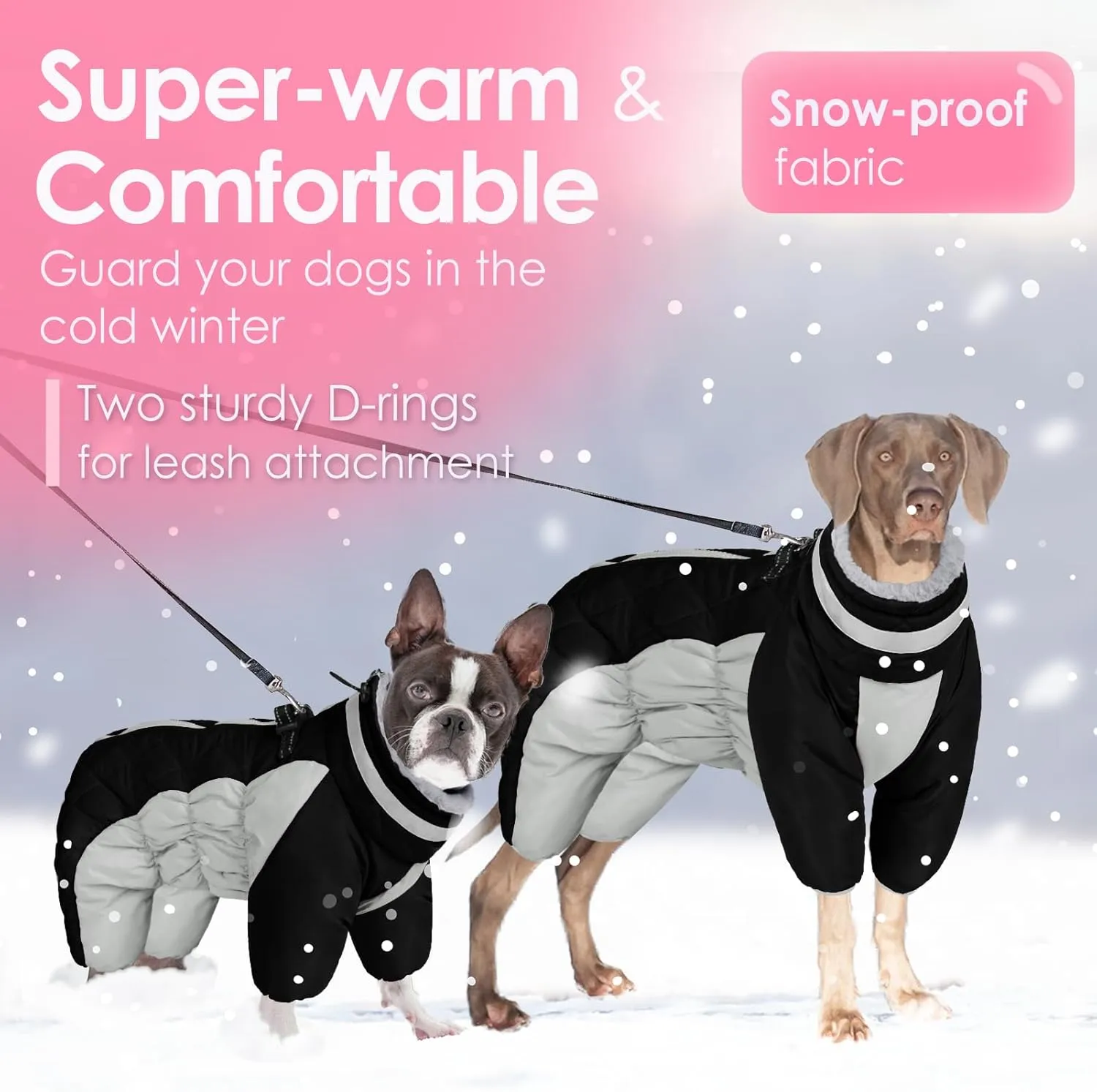 AOFITEE Small Dog Warm Winter Jacket With Built-in Harness, Windproof Reflective Turtleneck Puffer Snowsuit, Four-Legged Fleece Coat for Small Medium Large Dogs