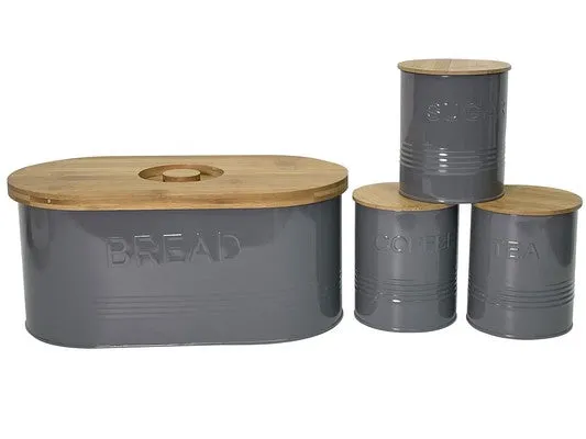 Apollo Bread Bin 4pc Set RND Charcoal