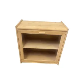 Bamboo Wood Bread Bin With Clear Front Window Id-52