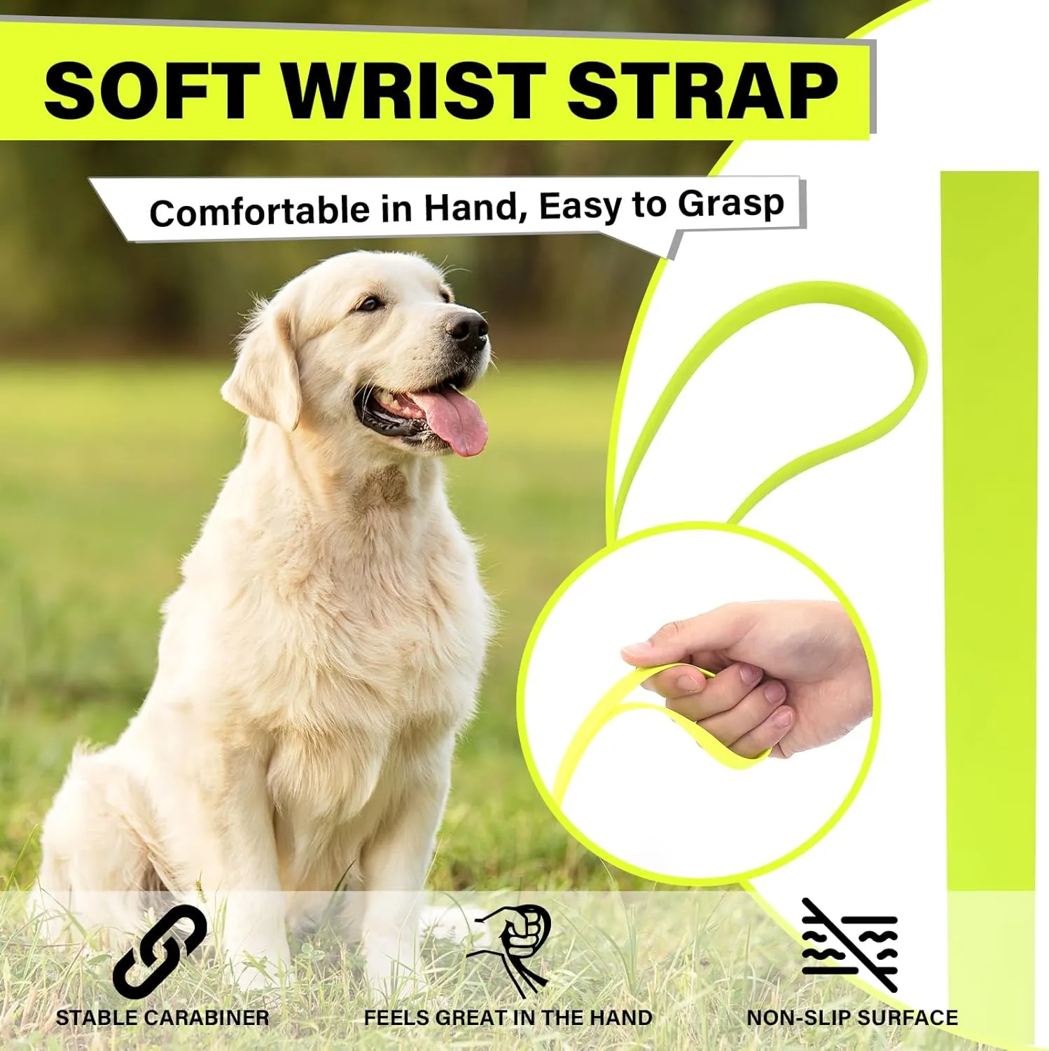 Biothane Long Line Dog Leash 5ft, 10ft, 16ft, 30ft, 50ft PVC Recall Waterproof Dog Leash Beach Swimming Tracking Training Dogs Lead for Pet, Medium and Large Dogs