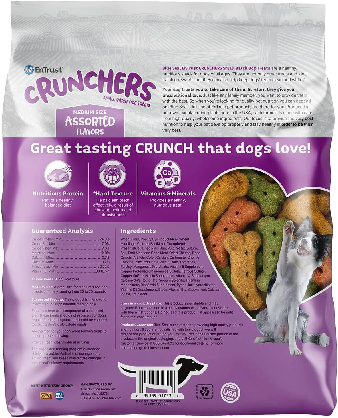 Blue Seal Kent Entrust Crunchers - Medium Dog Treats, Assorted Flavors - Crunchy Oven Baked Biscuits with Premium Ingredients, Healthy Snack, Ideal for Training - Made in USA, 3.5-Pound Bag