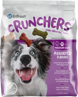 Blue Seal Kent Entrust Crunchers - Medium Dog Treats, Assorted Flavors - Crunchy Oven Baked Biscuits with Premium Ingredients, Healthy Snack, Ideal for Training - Made in USA, 3.5-Pound Bag