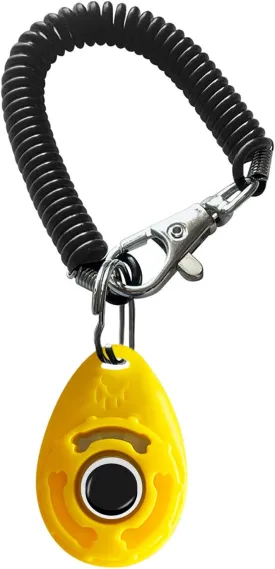 BONSO Dog Training Clicker with Adjustable Wrist Strap - Positive Reinforcement Pet Training Clicker for Dogs, Cats, and Puppies (Yellow)