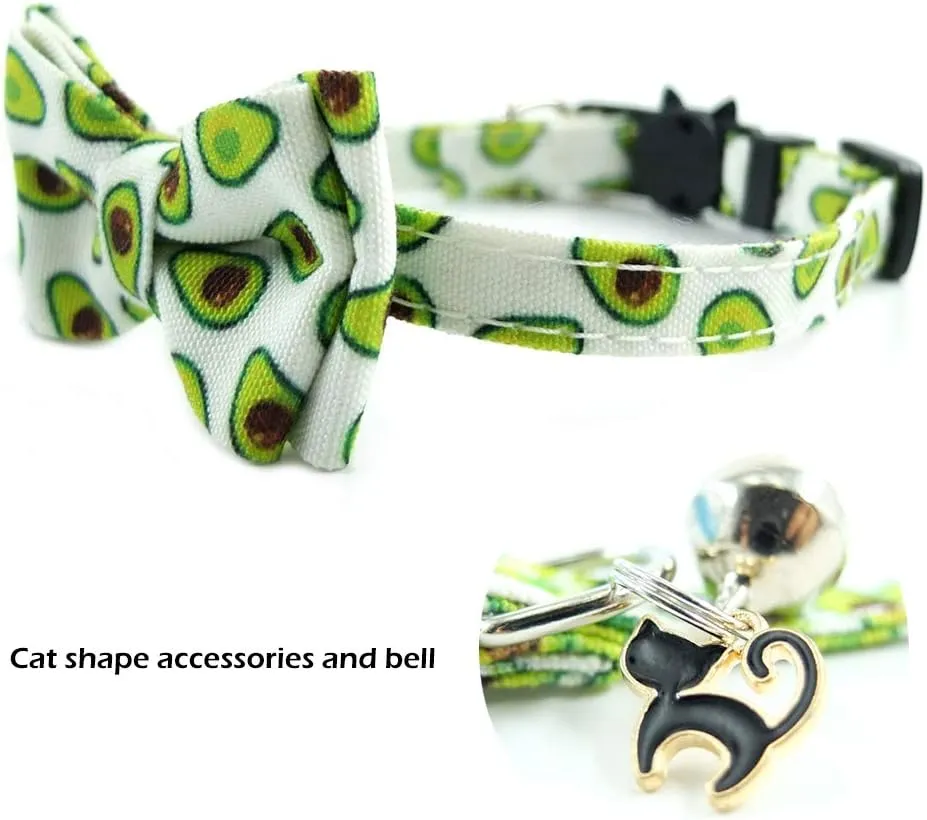 Bowtie Cat Collars Breakaway with Bell, Adjustable Cute Kitty Collars Safety Buckle Kitten Collar for Cat Puppy 7.5-11in