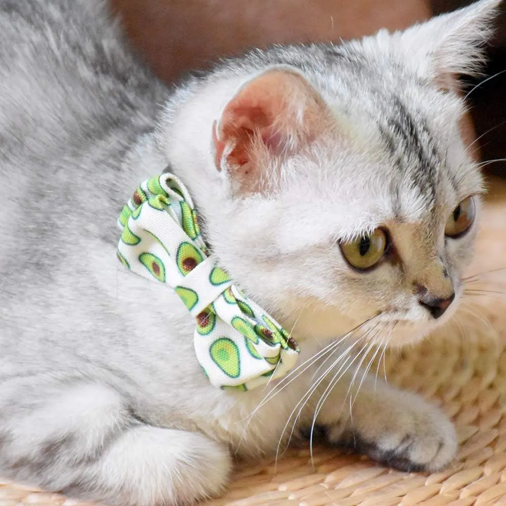 Bowtie Cat Collars Breakaway with Bell, Adjustable Cute Kitty Collars Safety Buckle Kitten Collar for Cat Puppy 7.5-11in