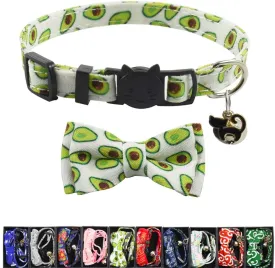 Bowtie Cat Collars Breakaway with Bell, Adjustable Cute Kitty Collars Safety Buckle Kitten Collar for Cat Puppy 7.5-11in
