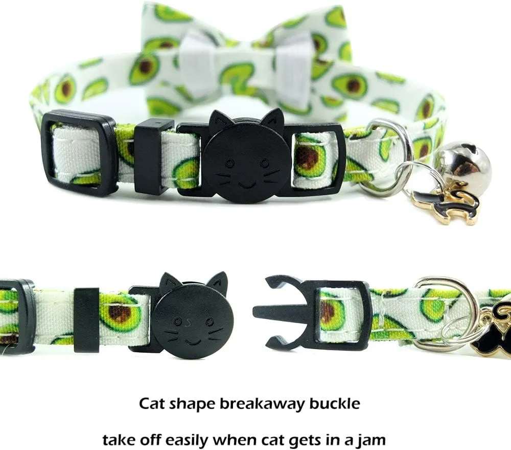 Bowtie Cat Collars Breakaway with Bell, Adjustable Cute Kitty Collars Safety Buckle Kitten Collar for Cat Puppy 7.5-11in