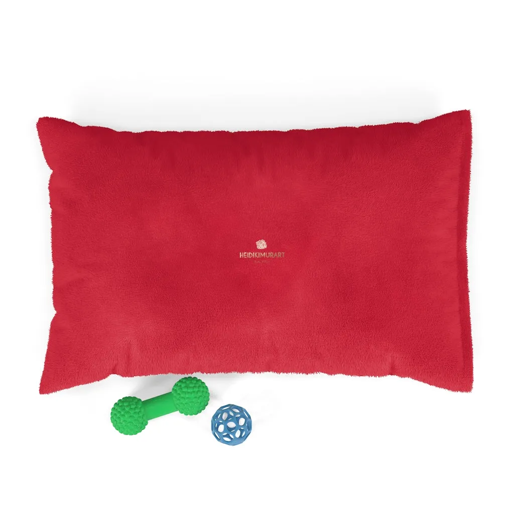 Bright Red Pet Bed, Solid Color Machine-Washable Pet Pillow With Zippers-Printed in USA