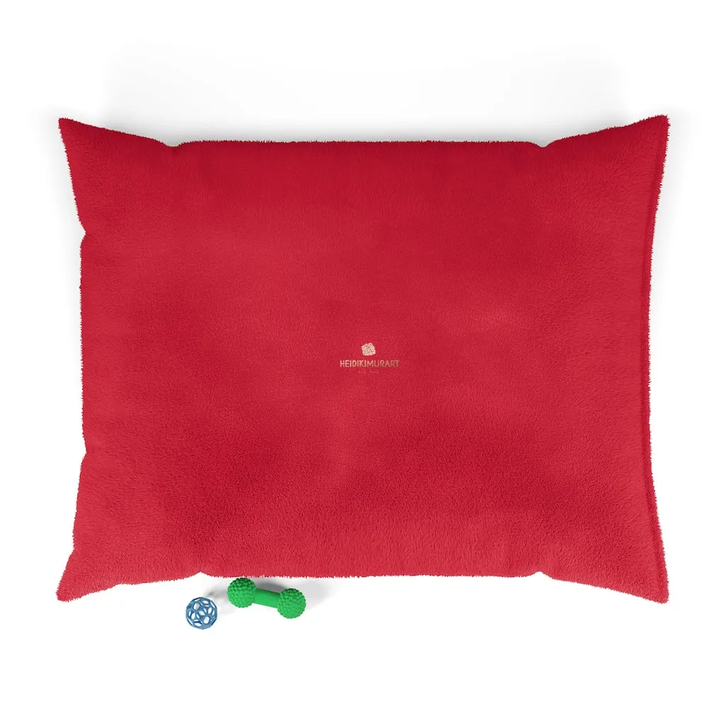 Bright Red Pet Bed, Solid Color Machine-Washable Pet Pillow With Zippers-Printed in USA