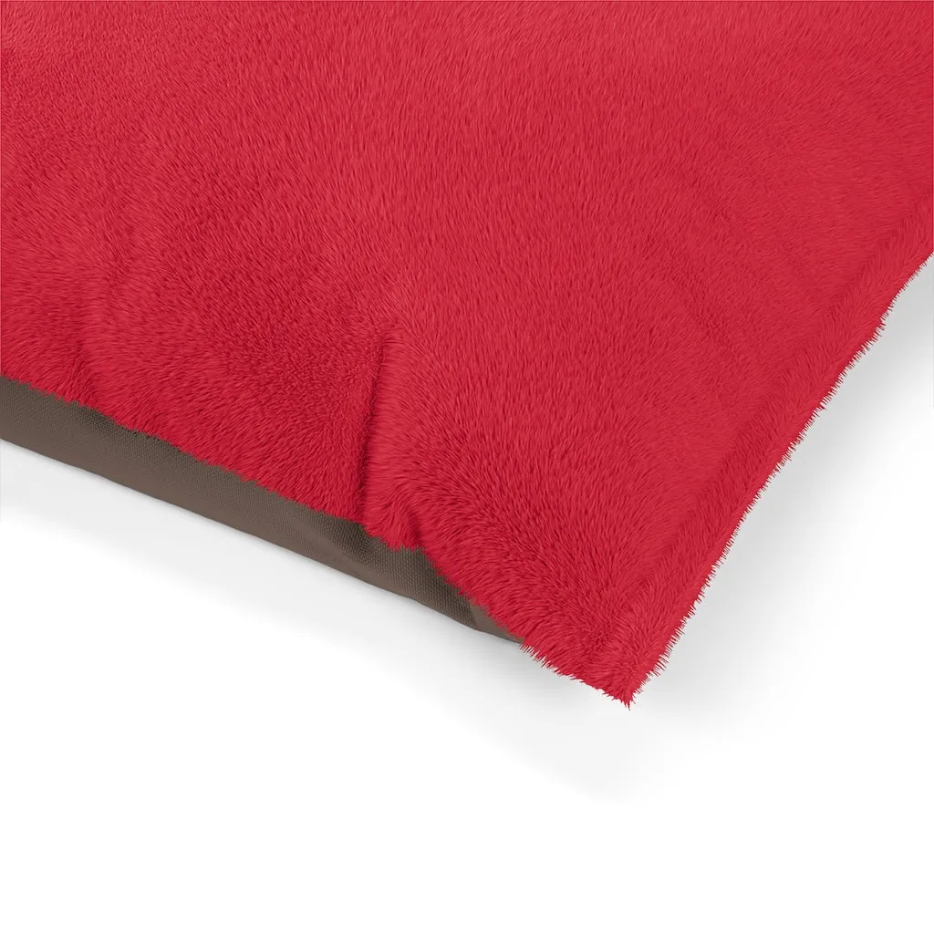 Bright Red Pet Bed, Solid Color Machine-Washable Pet Pillow With Zippers-Printed in USA