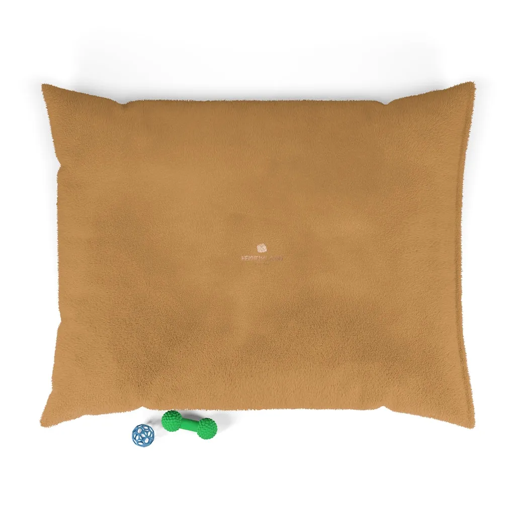 Brown Beige Pet Bed, Solid Color Machine-Washable Pet Pillow With Zippers-Printed in USA