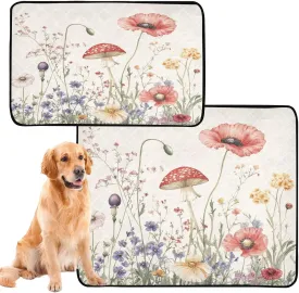 Burbuja Retro Floral Twig Washable Pee Pad for Dogs, Absorbent Leakproof Puppy Training Pad Reusable & Waterproof & Non-Slip Whelping Pad for Playpen Crate Bed Sofa