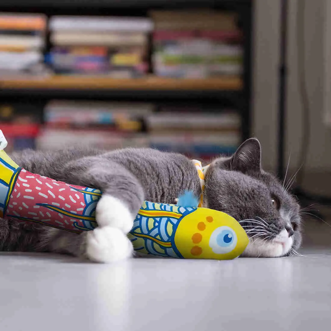 Canvas Rattling Paper Mint Fish Pillow Catnip Toys, 2 Pack