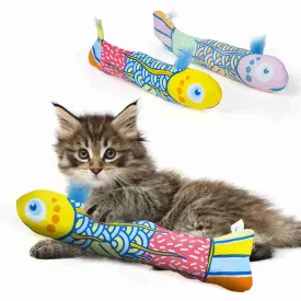 Canvas Rattling Paper Mint Fish Pillow Catnip Toys, 2 Pack