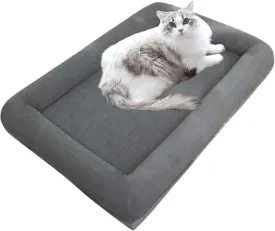 Cat Bed for Indoor Cats Dog Bed Antiskid Puppy Sleeping Pad Cushion Kennel Pad for Small Medium Large Dogs Dogs Sleeping Mat Detachable and Machine Washable (Grey,Large)