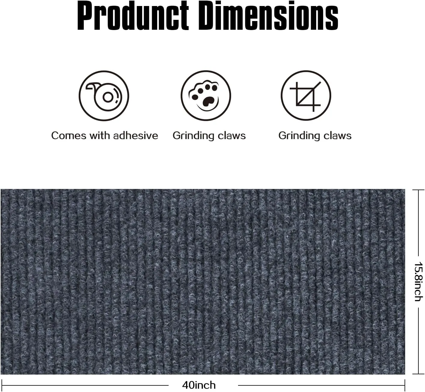 Cat Scratching Mat,Cat Scratch Furniture Protector, Trimmable Self-Adhesive Couch Protector,Carpet Replacement for Tree Shelves, Sofa and Scratching Post (40"x15.8",Dark Gray)