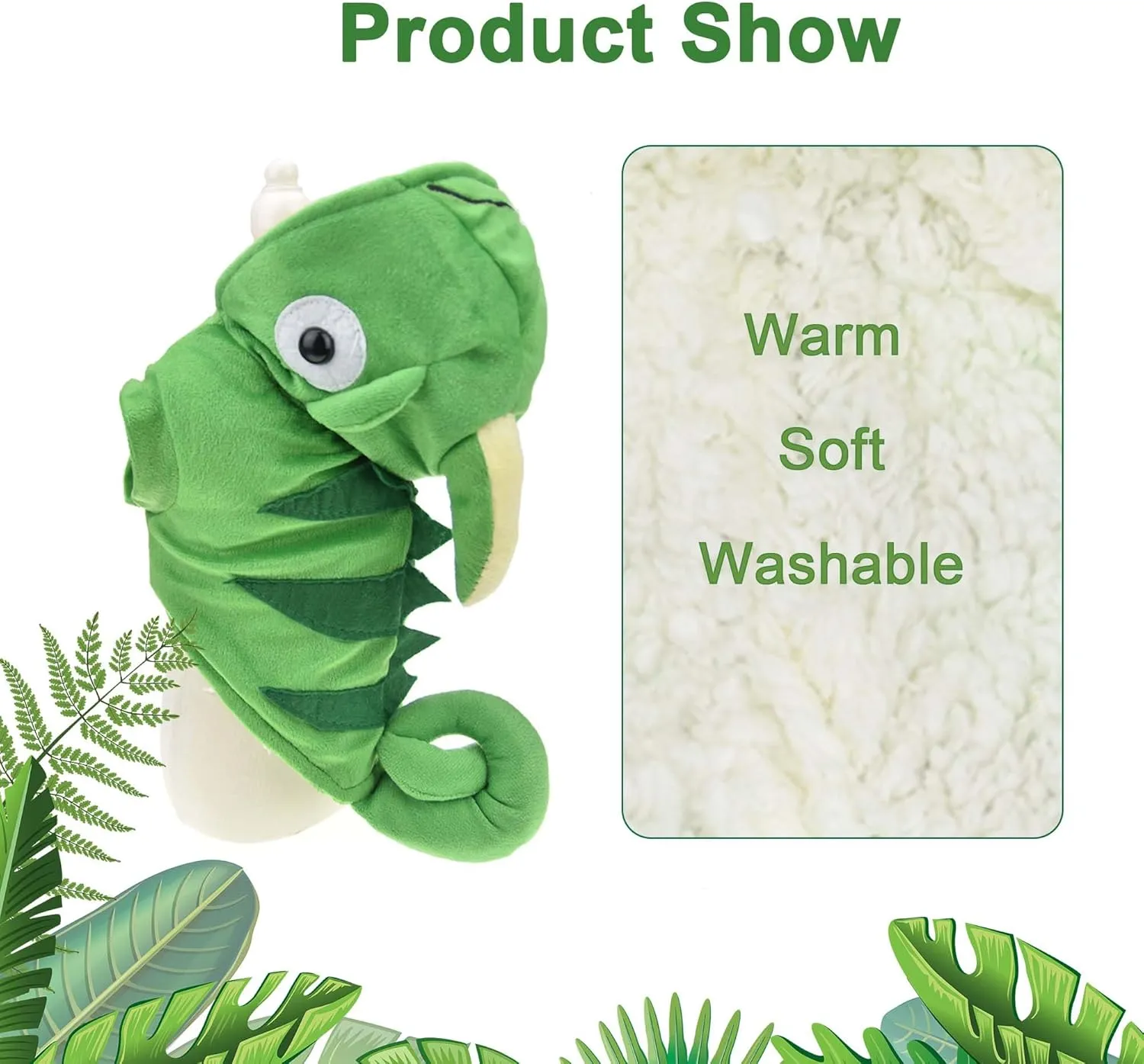 Chameleon Dog Costume for Halloween,Winter Fleece Pet Cat Coat Jacket for Small Medium Large Dog,Pet Funny Clothes Hoodie Labrador Bulldog Chihuahua(Green, XXL)