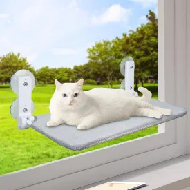 Cordless Cat Window Perch Hammock for Wall with 4 Suction Cups Anchor & Screw for Easy Installation Solid Metal Frame 2 Reversible Covers Foldable Cat Bed for Indoor Cats