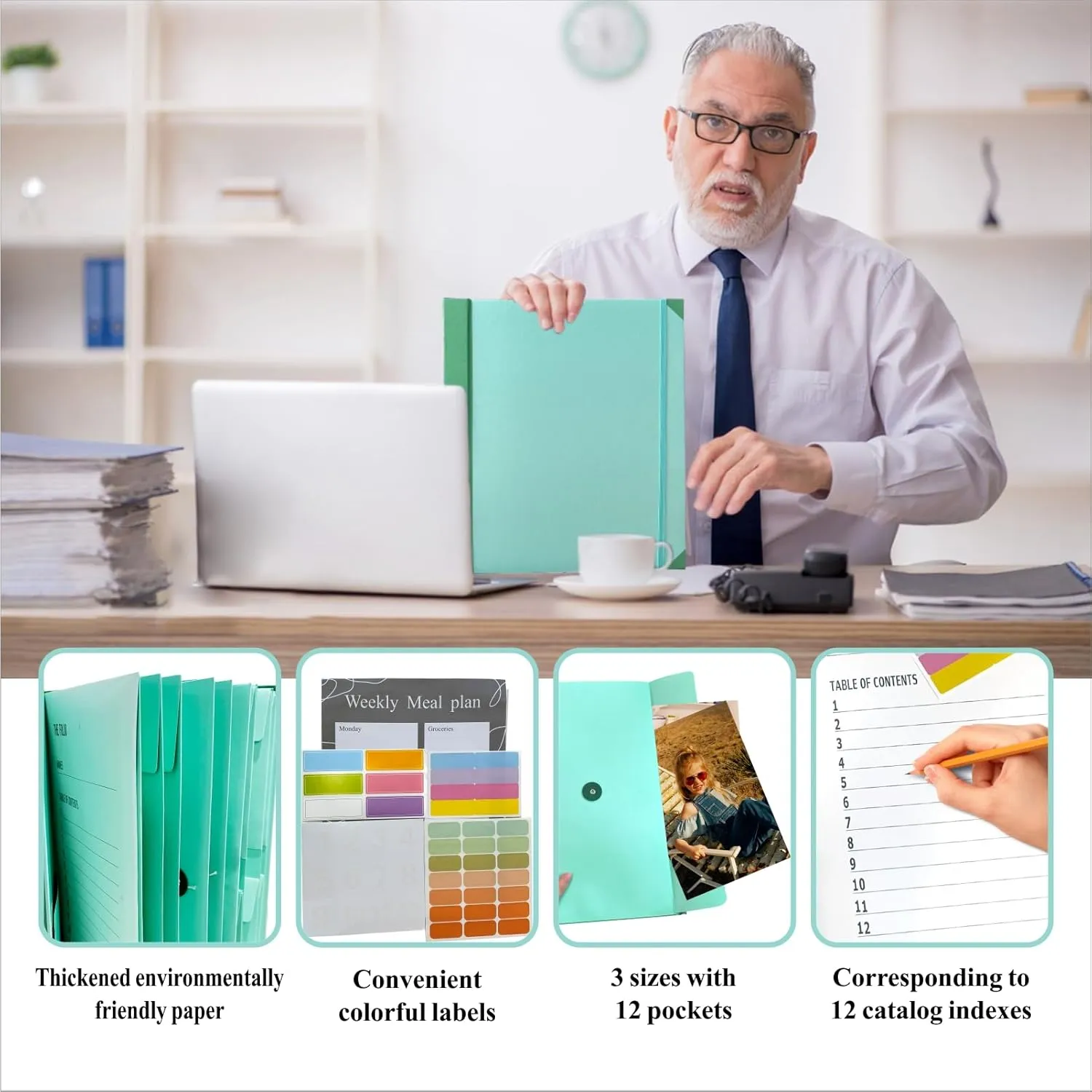 Document Organizer, Important Document Organizer, in Case I Go Missing Binder, if i Die Binder Organizer, Estate Planning Organizer, File Organizer for Paper, Office and School, Work (Green)