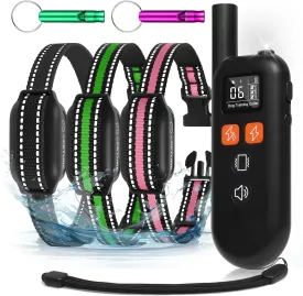 Dog Shock Collar with Remote 3 Pack -3300FT Rechargeable IPX7 Waterproof 3 Dogs Training Collar with Fashlight, Electric Collar for Small Medium Large Dogs 5-150lbs, 4 Training Modes, Adjustable Strap