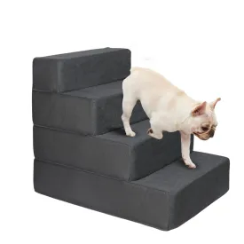 Dog Stairs Ramp Portable Climbing Ladder with Washable Removable Cover - 4 Steps Large