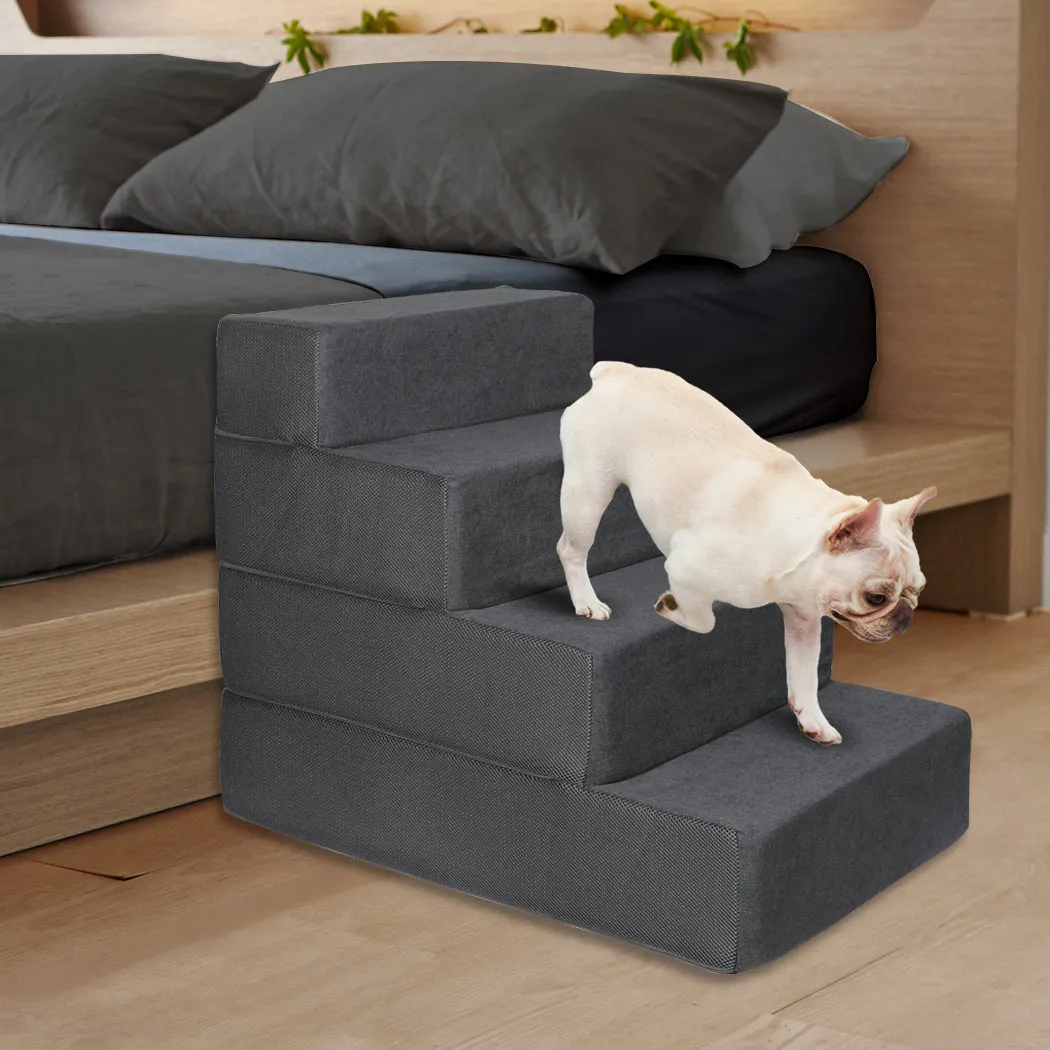 Dog Stairs Ramp Portable Climbing Ladder with Washable Removable Cover - 4 Steps Large