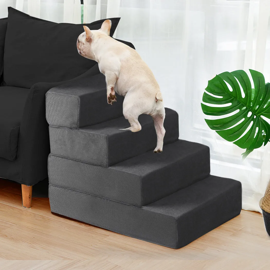 Dog Stairs Ramp Portable Climbing Ladder with Washable Removable Cover - 4 Steps Large