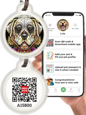 Dog Tags for Pets - Silicone QR Code Pet ID Tags for Dogs & Cats - Silent Dog Name Tag and Cat Name Tag for Your Pet - Puppy Name Tag for Dog Collar - Dog Identification Tags (Dog Skull-L)