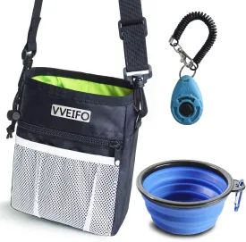 Dog Treat Pouch, Dog Training Pouch Bag, Collapsible Bowl and Clicker Training Kit, Suitable for small and large dogs, 3 Ways to Wear (Treat Pouch  Clicker  Foldable Pet Bowl